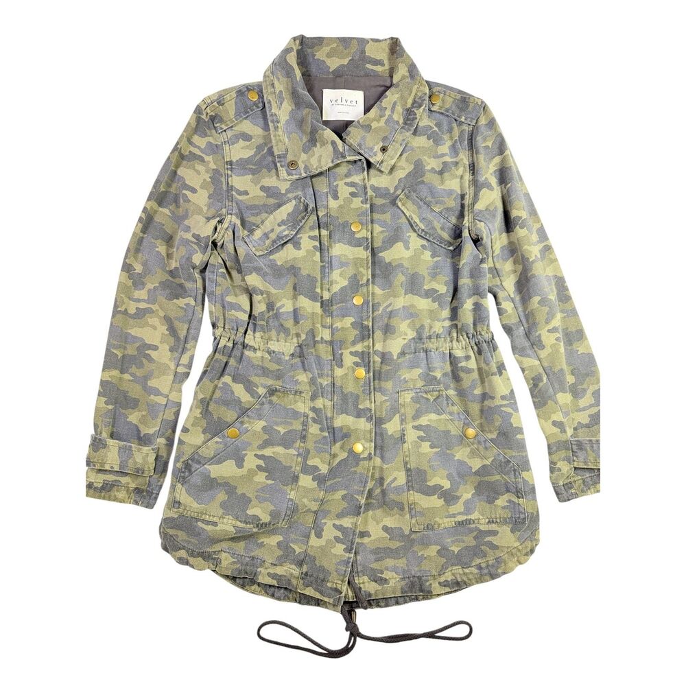 Velvet By Graham And Spencer Womens Small Army Jacket Faded Camo Cargo Utility